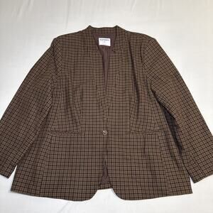 Old Navy Womens Blazer XXL Jacket Inverted Notch Collar Brown Houndstooth Pixie
